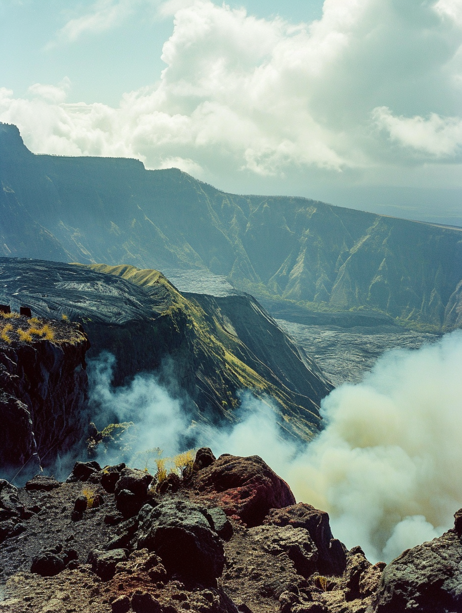 Animal smoke rising from volcano