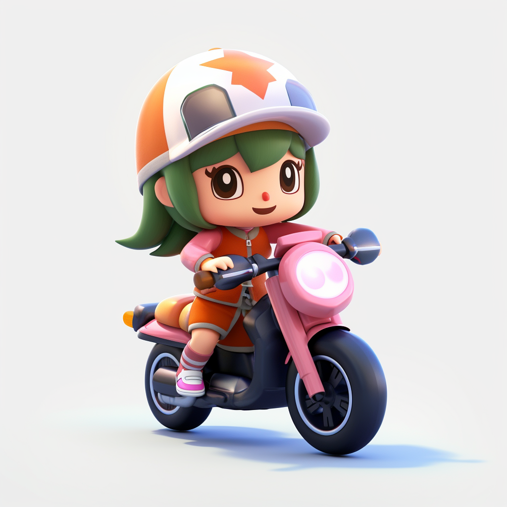 Animal Crossing character wearing motorcycle helmet