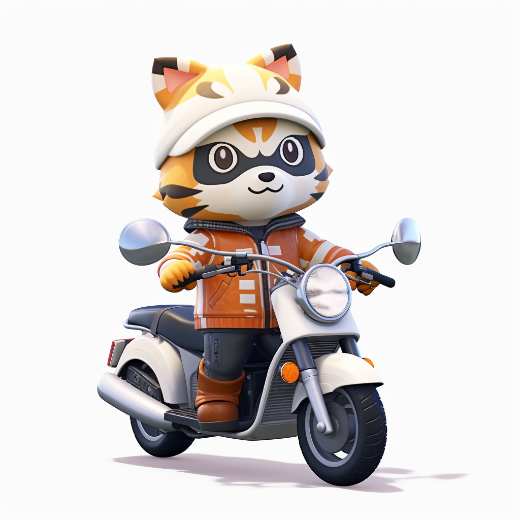 Animal Crossing character in motorcycle helmet