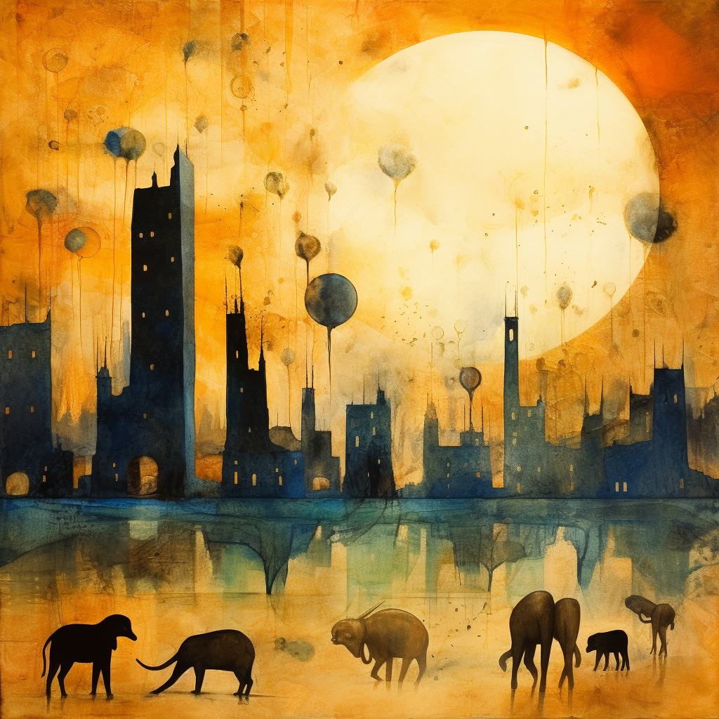 Running Animals in Desolate City Art