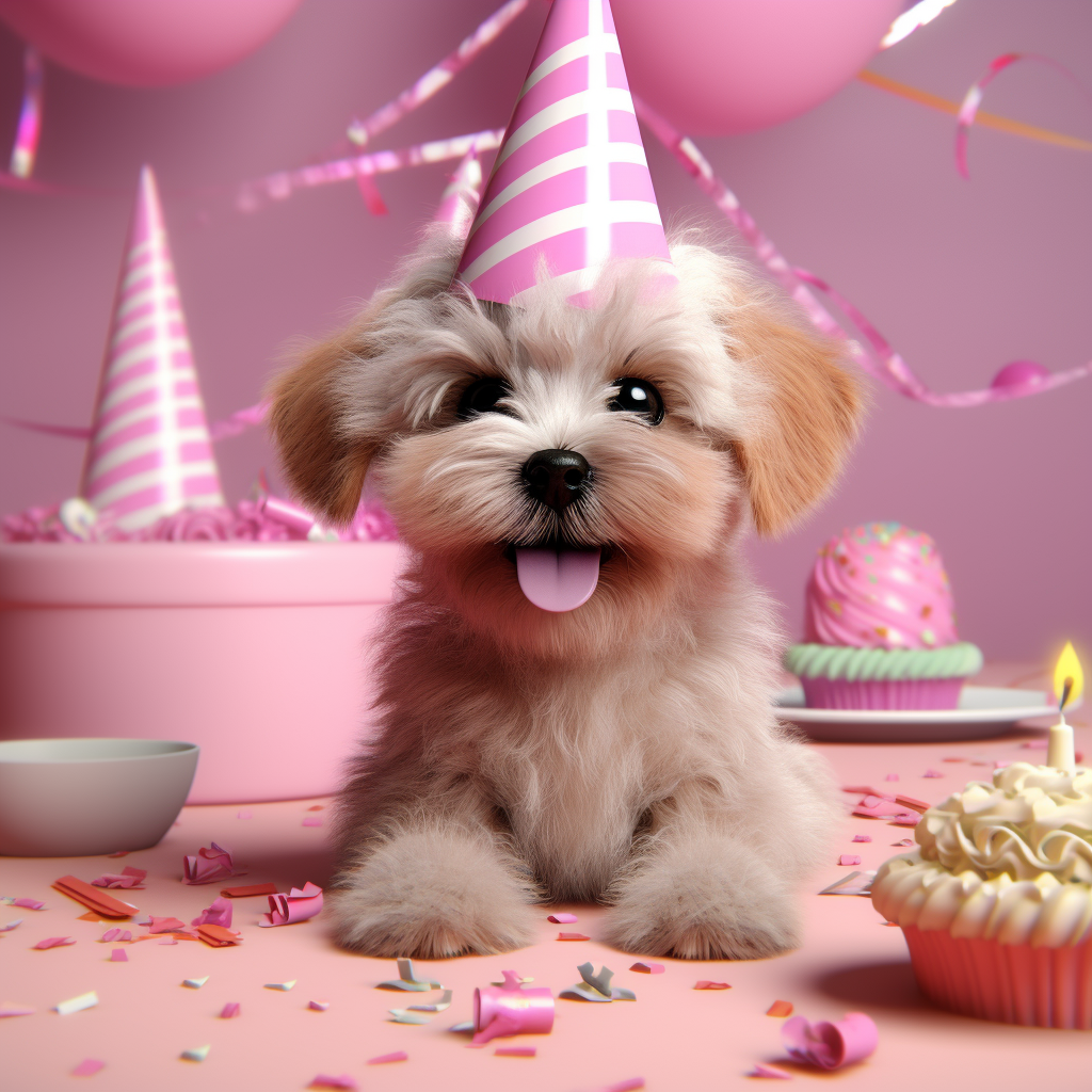 Cute pink birthday puppy image