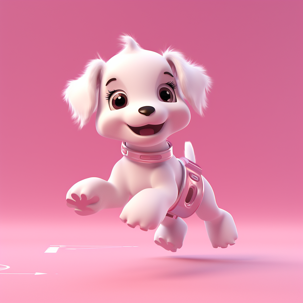 Cute puppy exercising with pink details