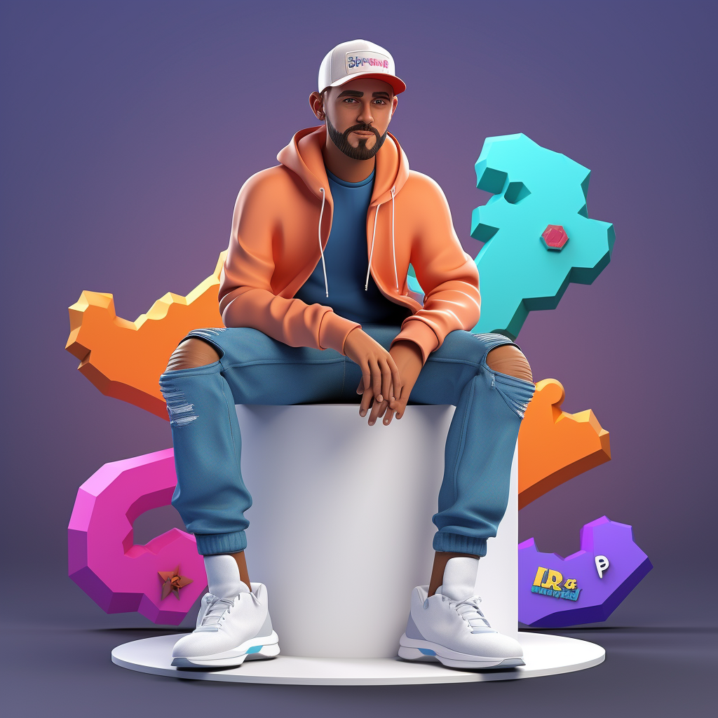 Animated character sitting on Instagram logo