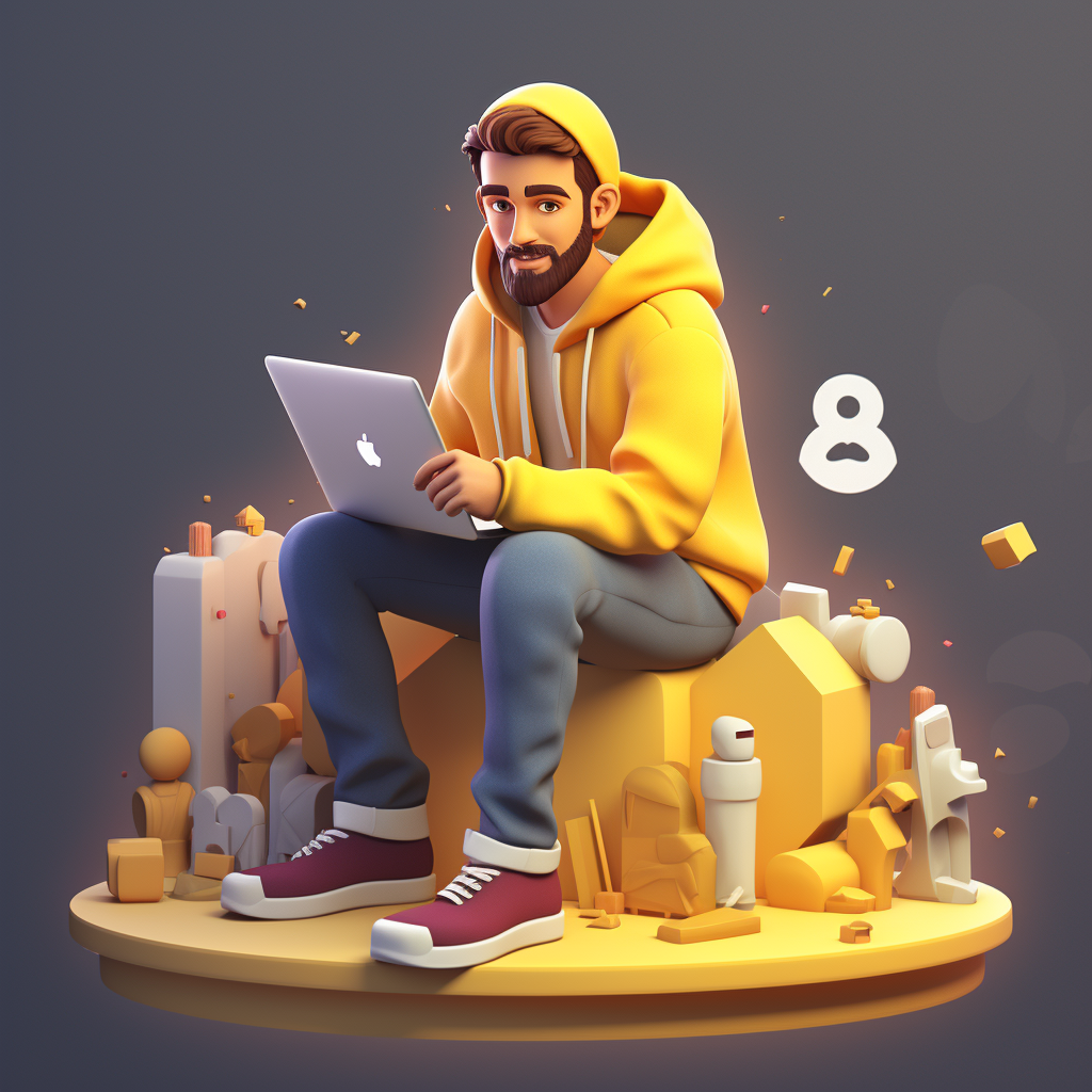 3D character sitting on Snapchat logo