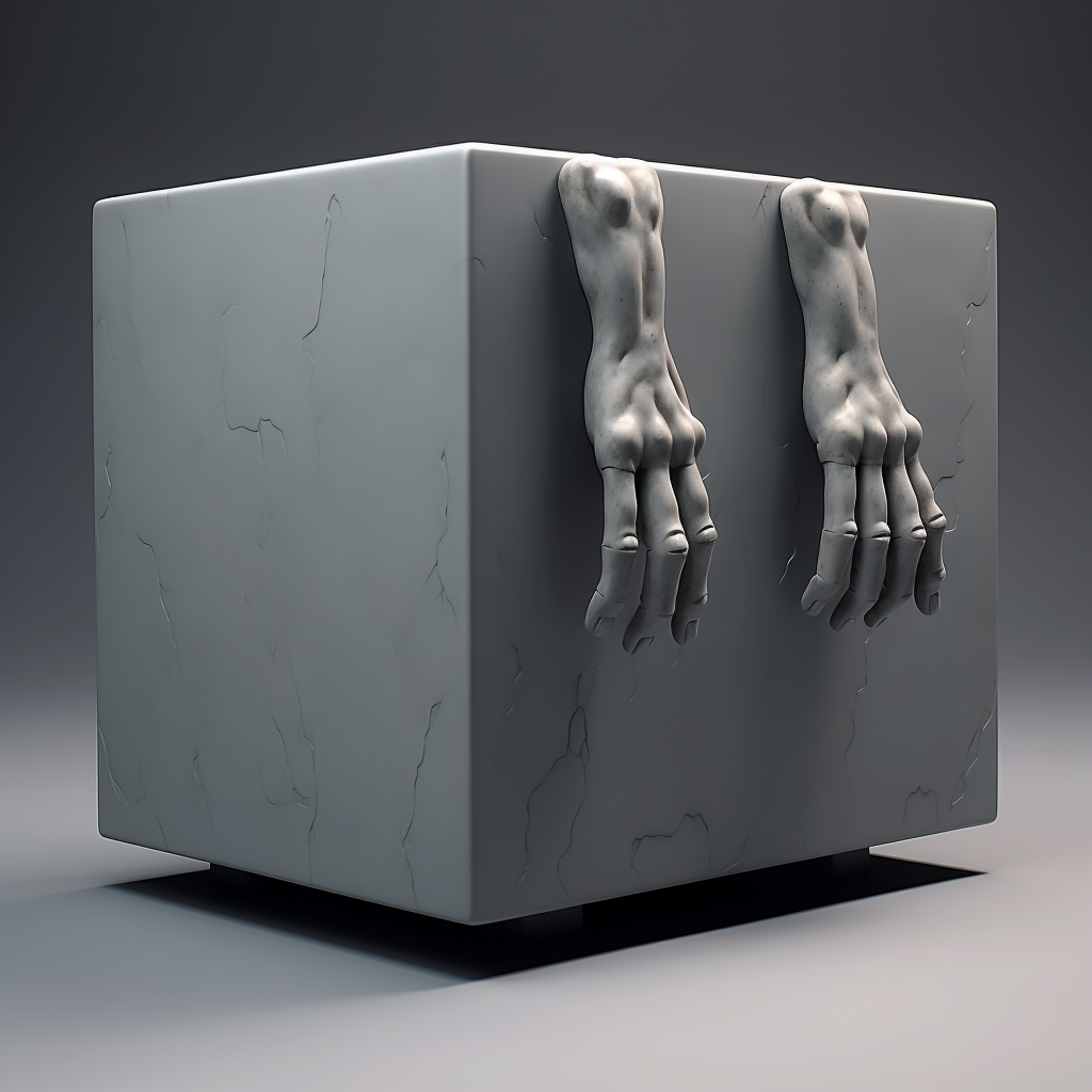 Gray box with hands and foots