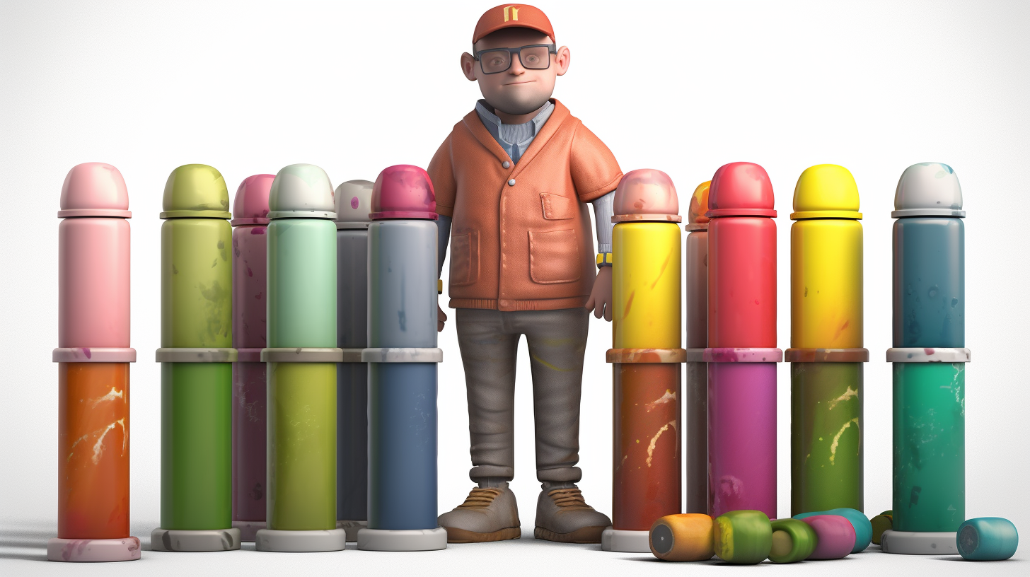 Illustration of playful paint tube character