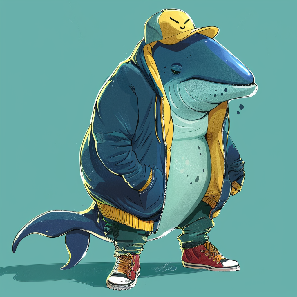 Teenage whale character in costume