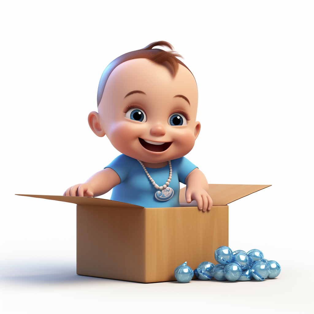 Animated 3D baby with valuables