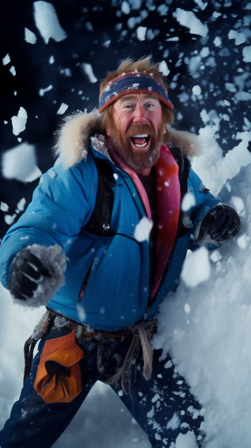 Chuck Norris throwing icicles animated image