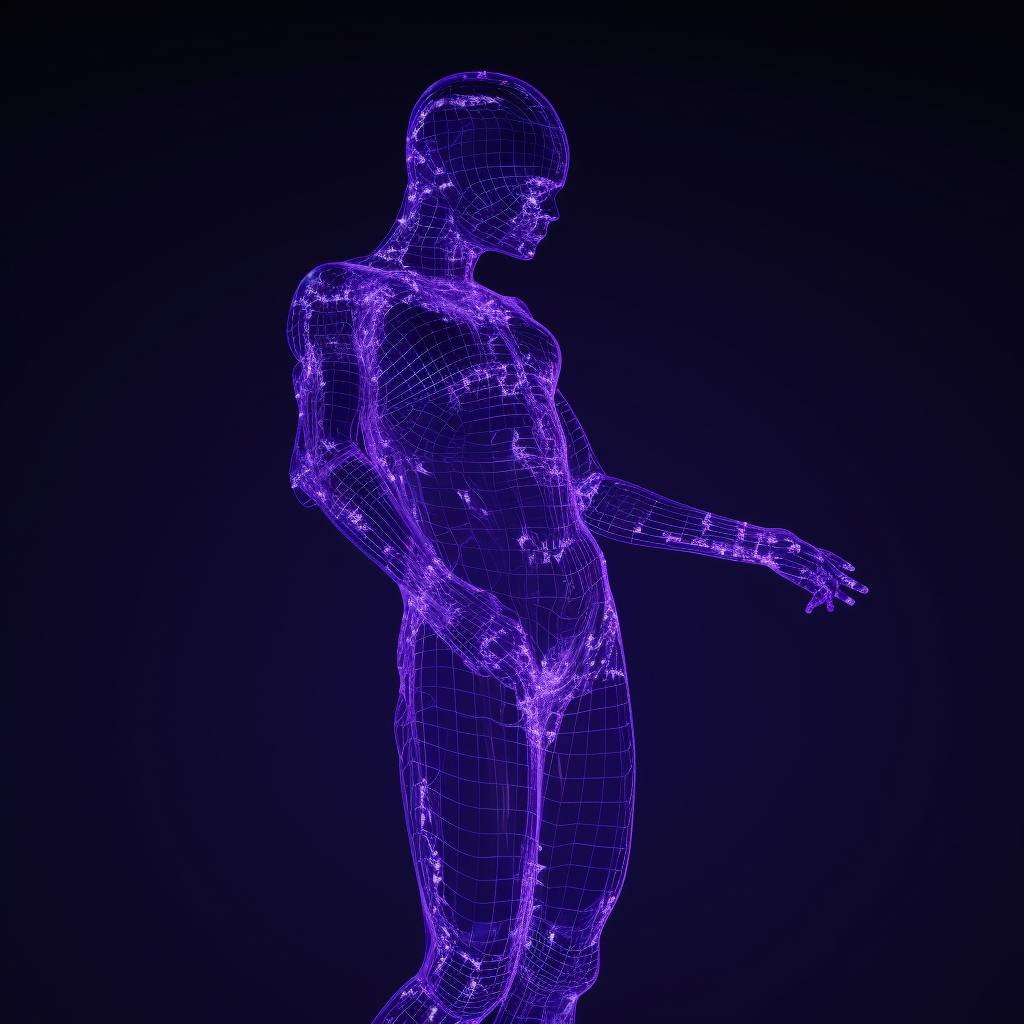 Purple 3D Wireframe Character