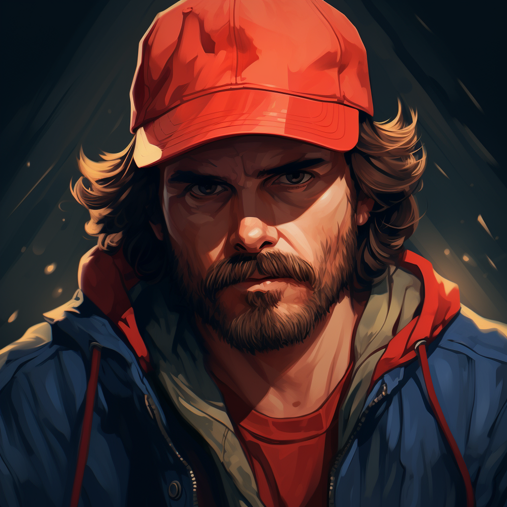 Anime-style Stranger Things Hopper artwork