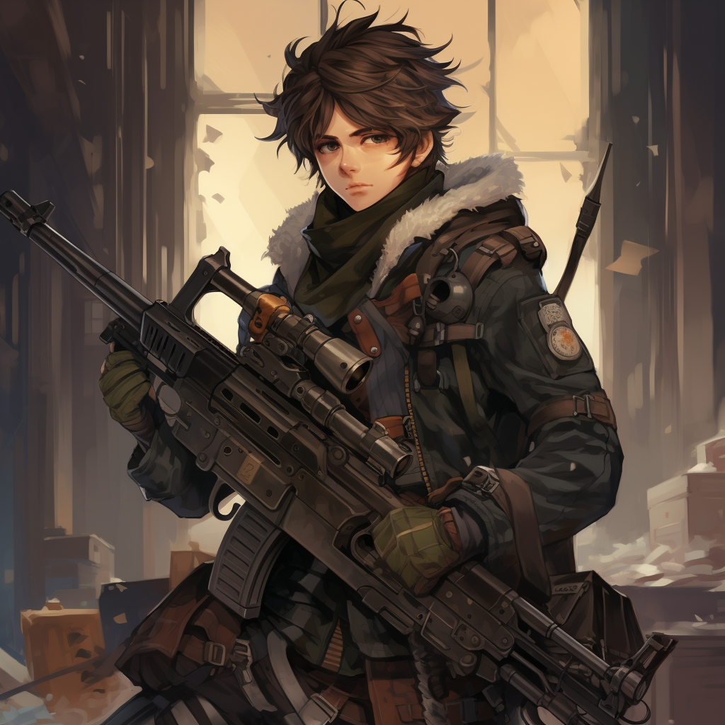 Anime Boy with Sniper and Ammo