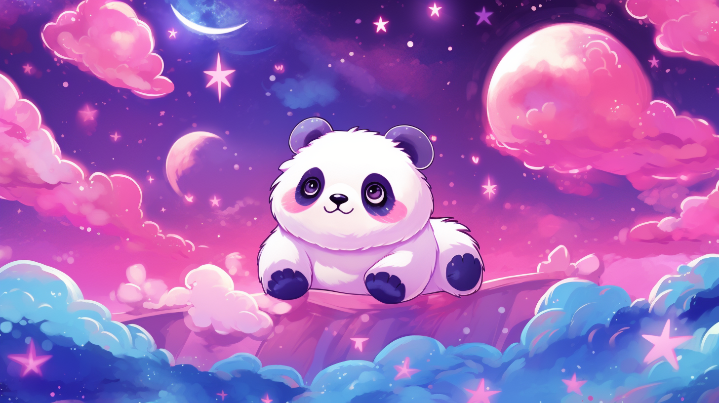 Anime cartoon gaming Twitch banner with pandas and stars