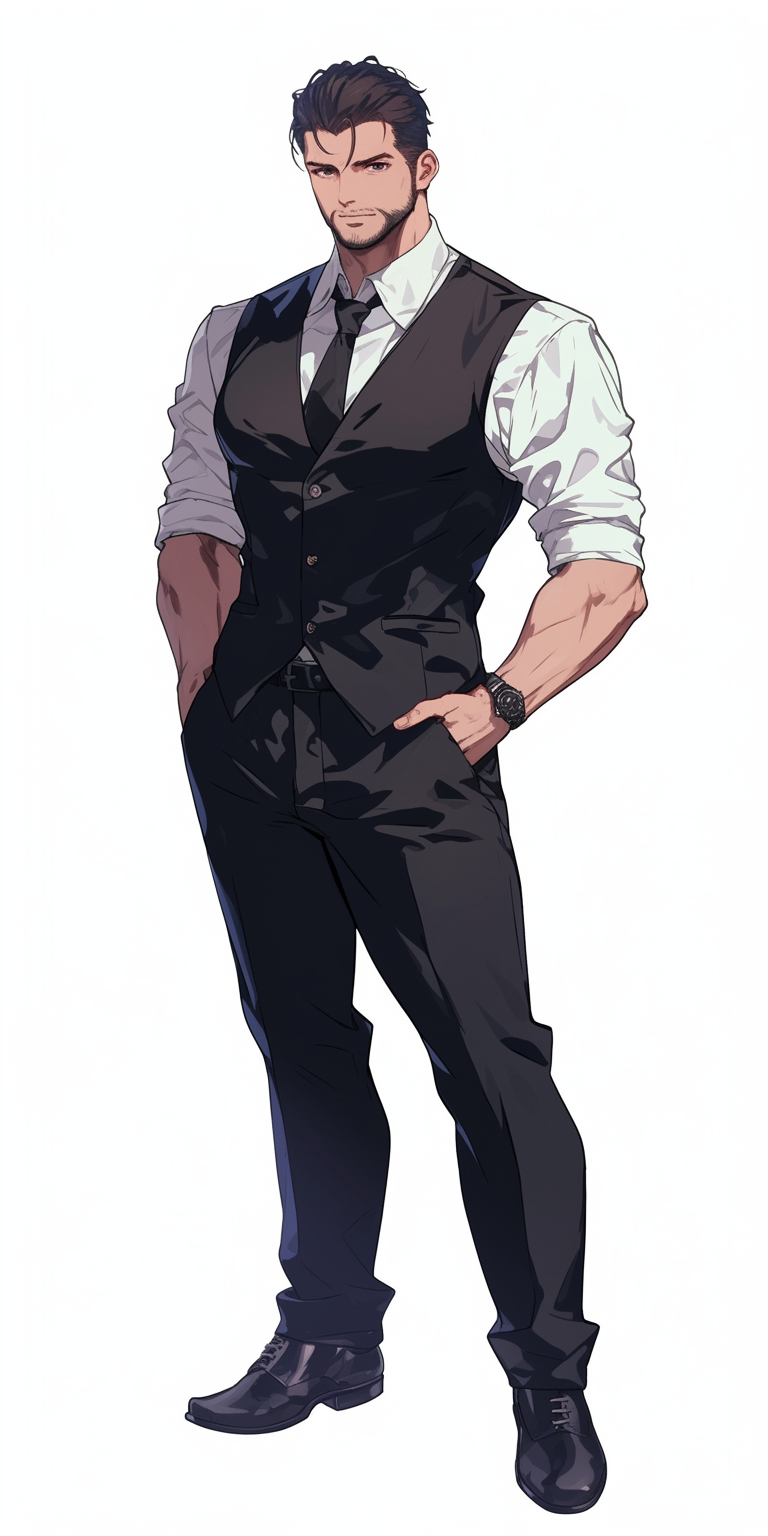 Anime character in black vest