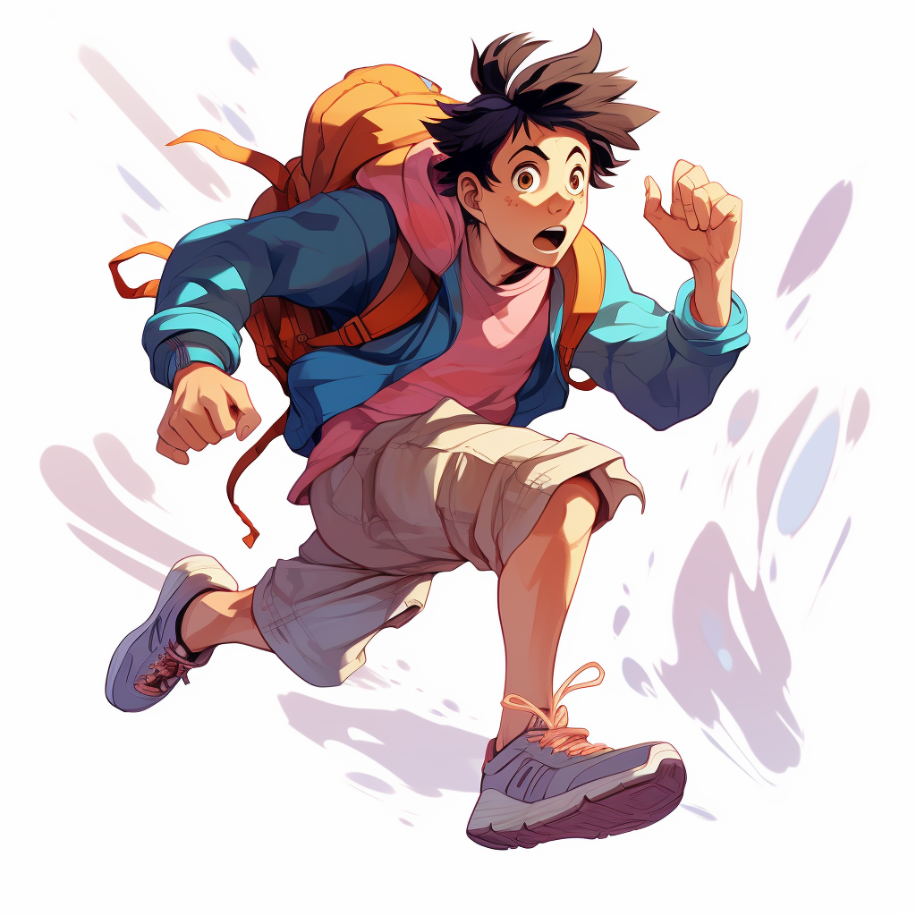 Anime Character Running in Sneakers