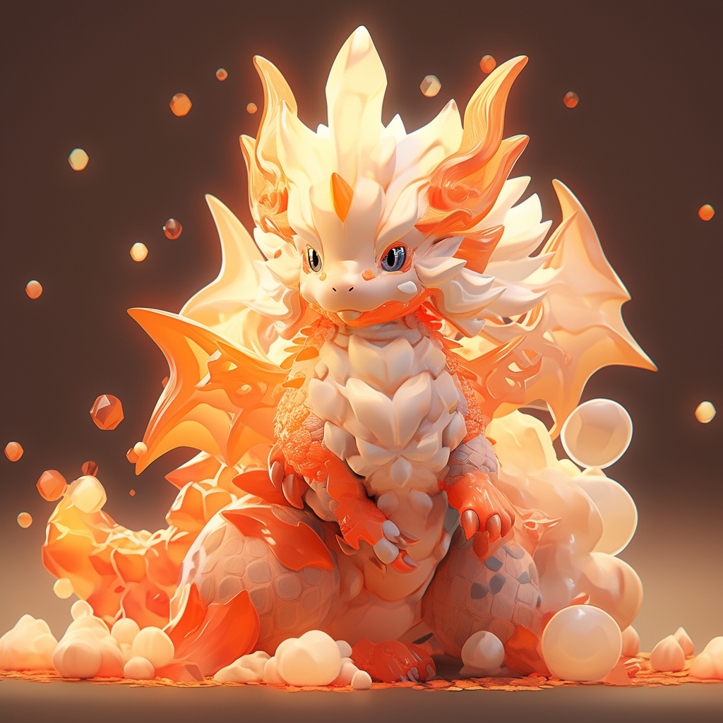 Colorful anime clay dragon with explosion