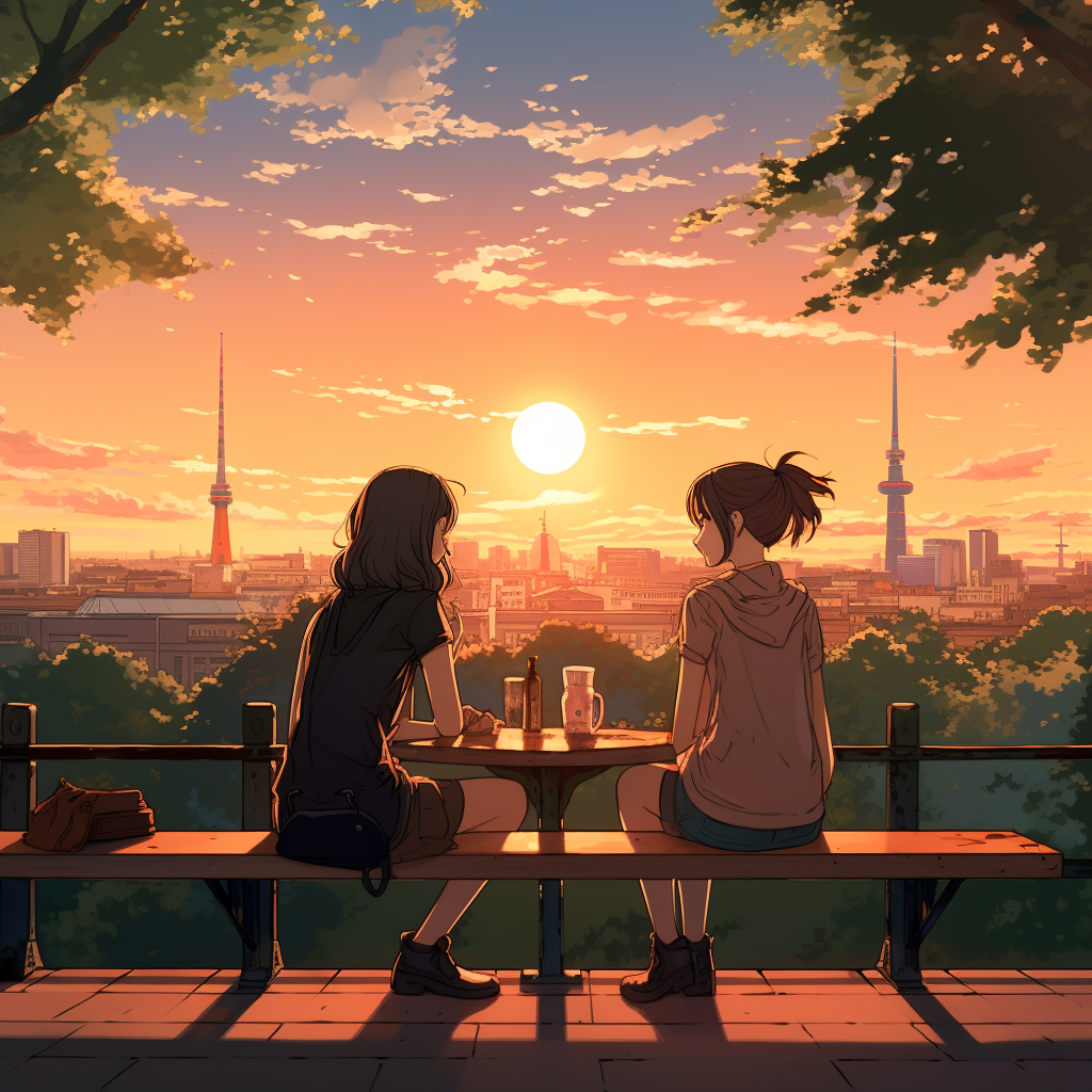 Two girls drinking beer in Berlin park