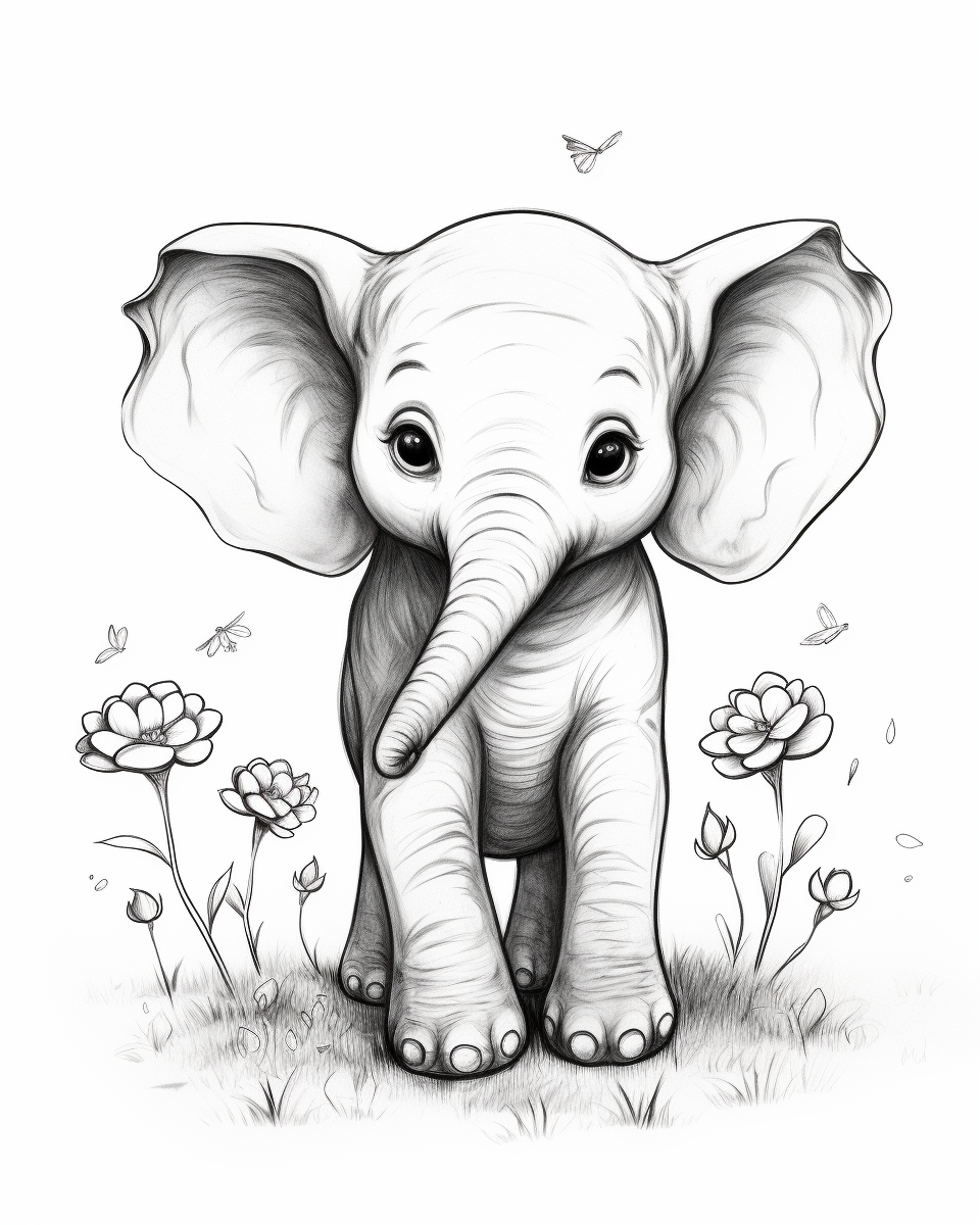 Cute anime elephant illustration for MidJourney prompt