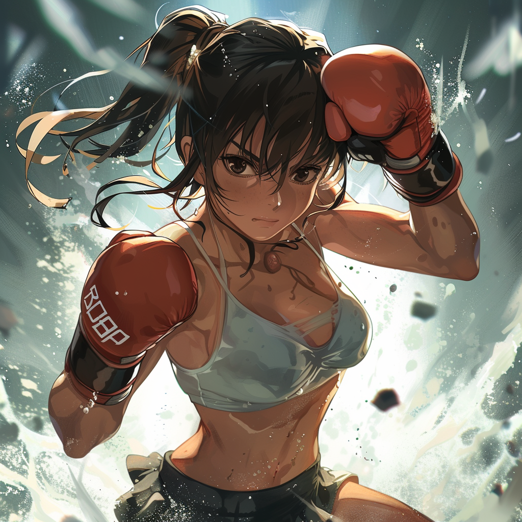 Anime girl kick boxing