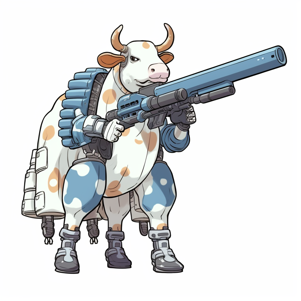 Anime Cow Person with Bazooka