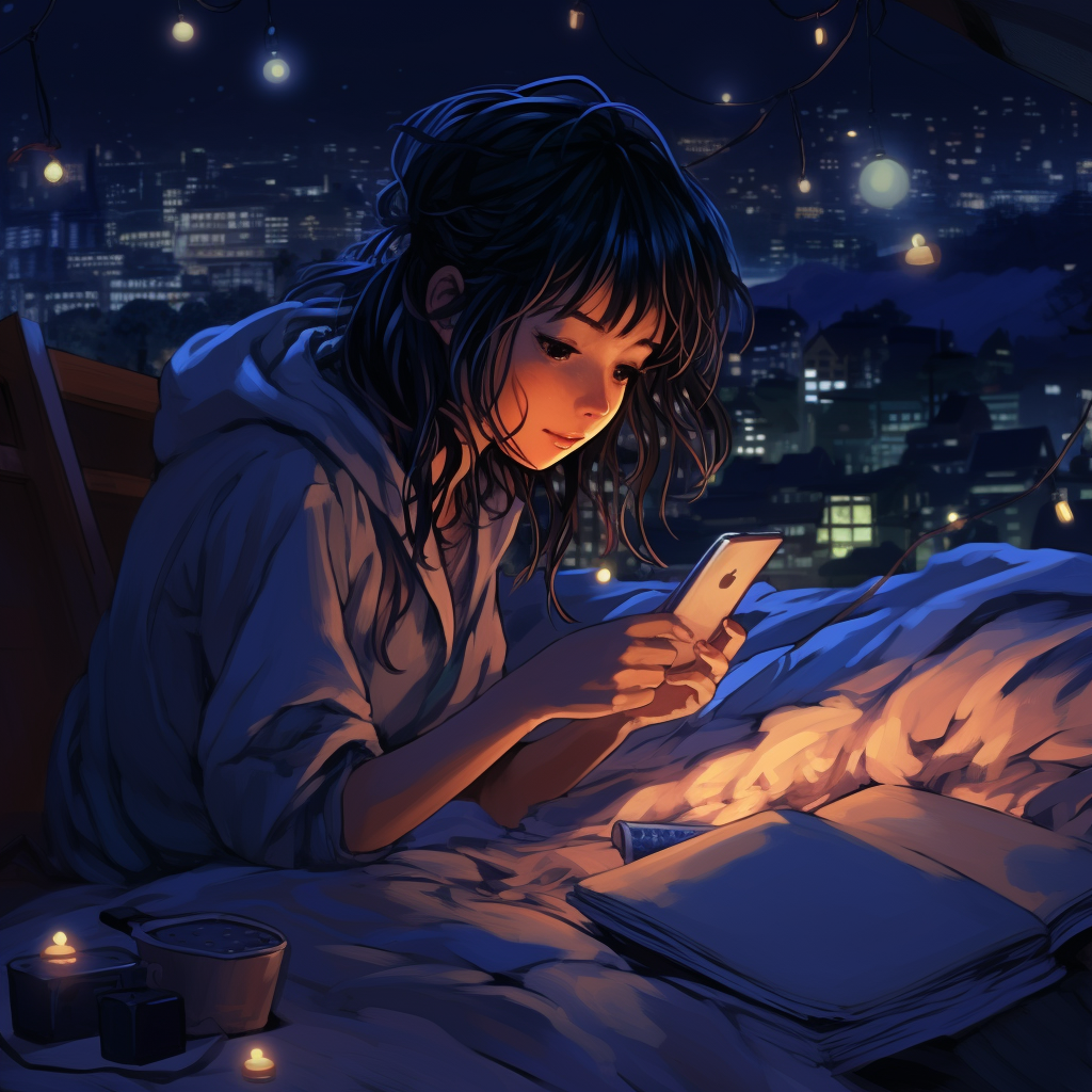 Anime manga night bed chat notifications lamp