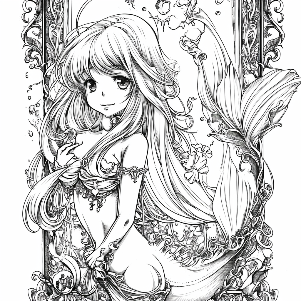 Anime Mermaids Coloring Page