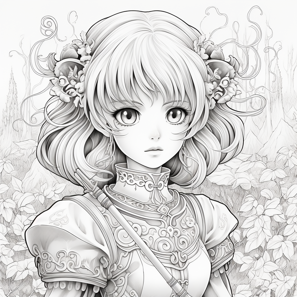 Anime Princess Black and White Image