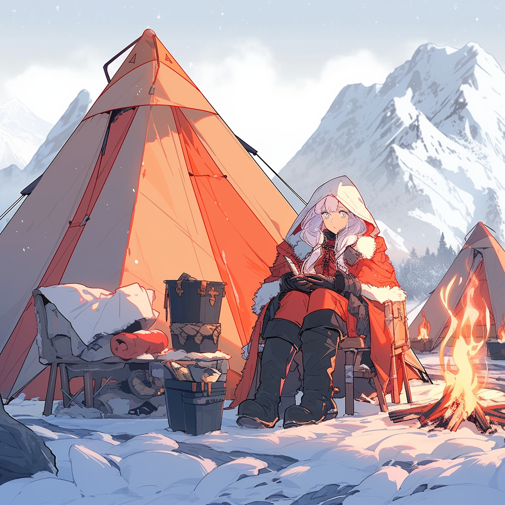 Roman Soldier Camping in Snowy Mountains