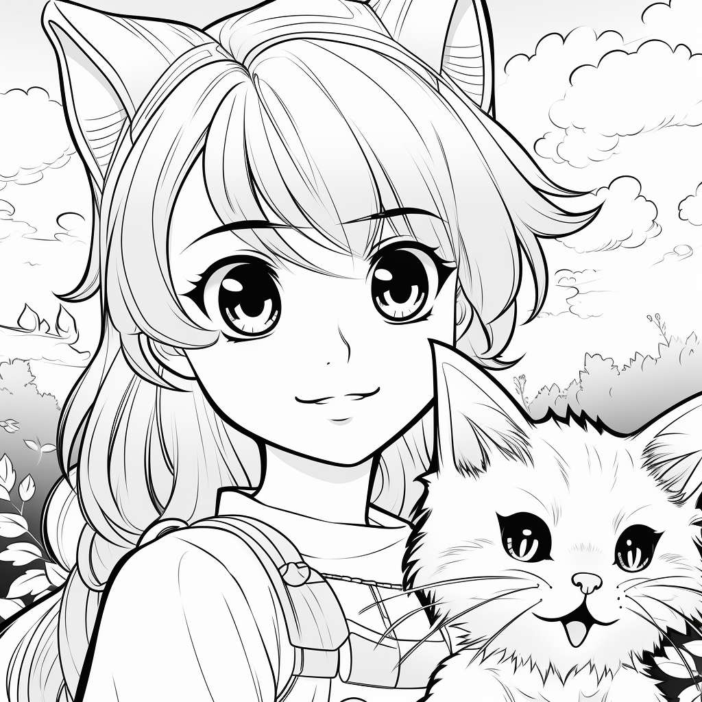 Anime Style Confident Young Heroine Coloring Page