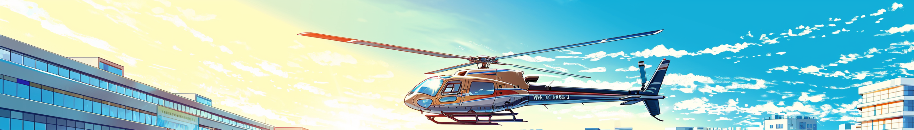 Anime style helicopter hospital illustration