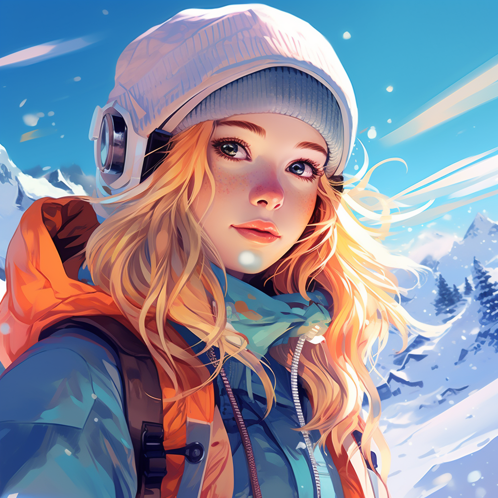 Anime Style Snowboarder Girl Portrait