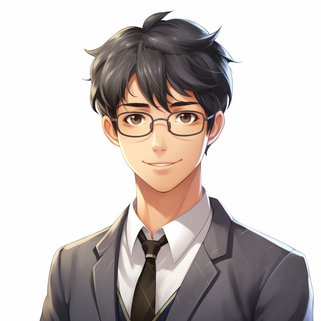 Anime teacher with short black hair