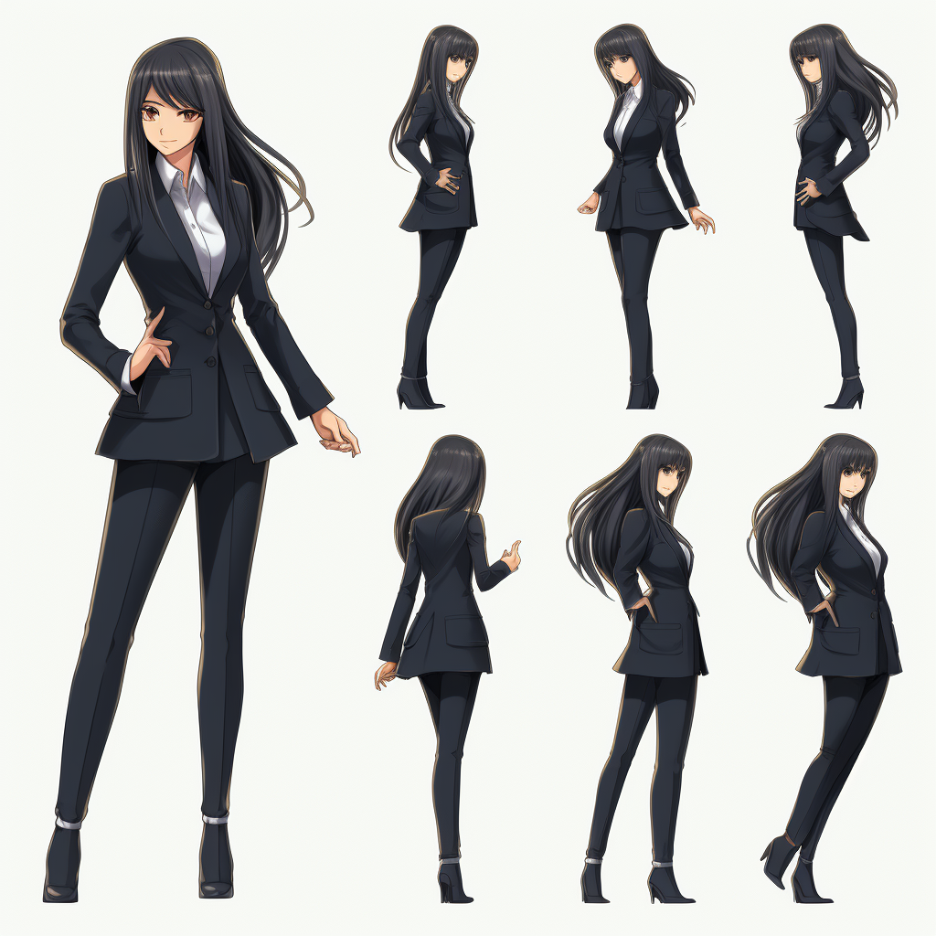 Anime Woman with Black Long Hair