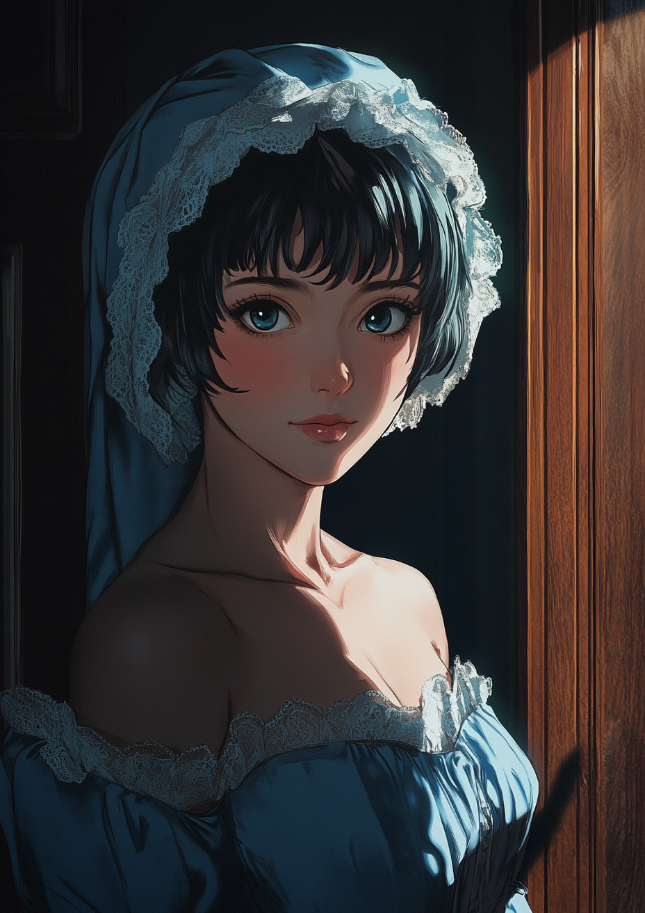 Anime woman in regency dress