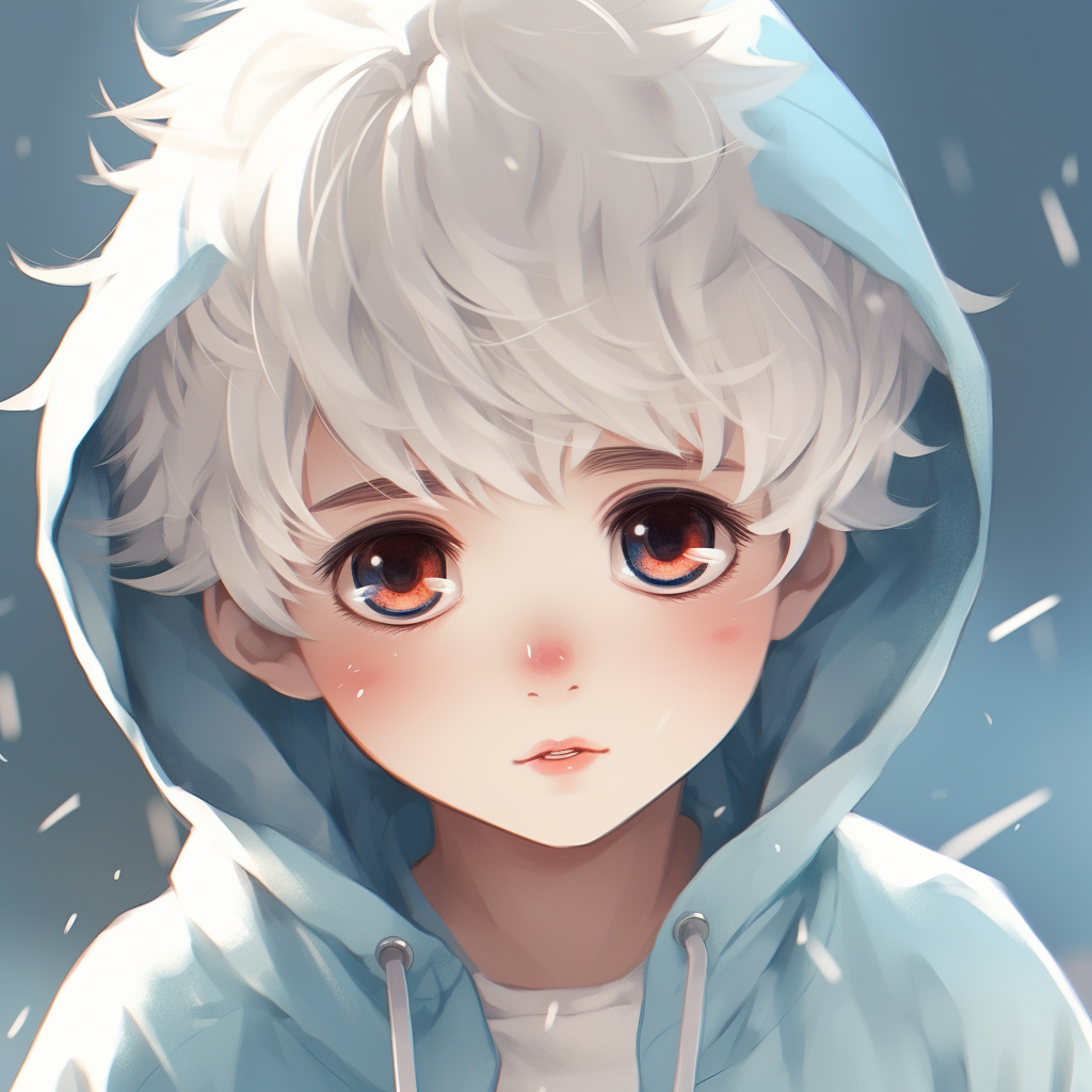 Cute anime baby with white hair and blue eyes