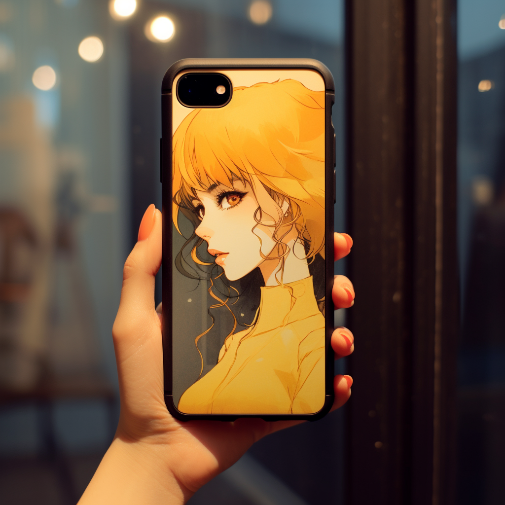 Beautiful Anime Girl Holding iPhone15 Pro