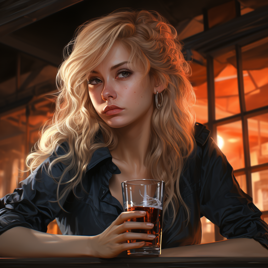 Anime Blonde Girl Refusing Alcohol