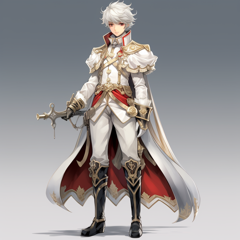 Anime boy in white royal guard uniform