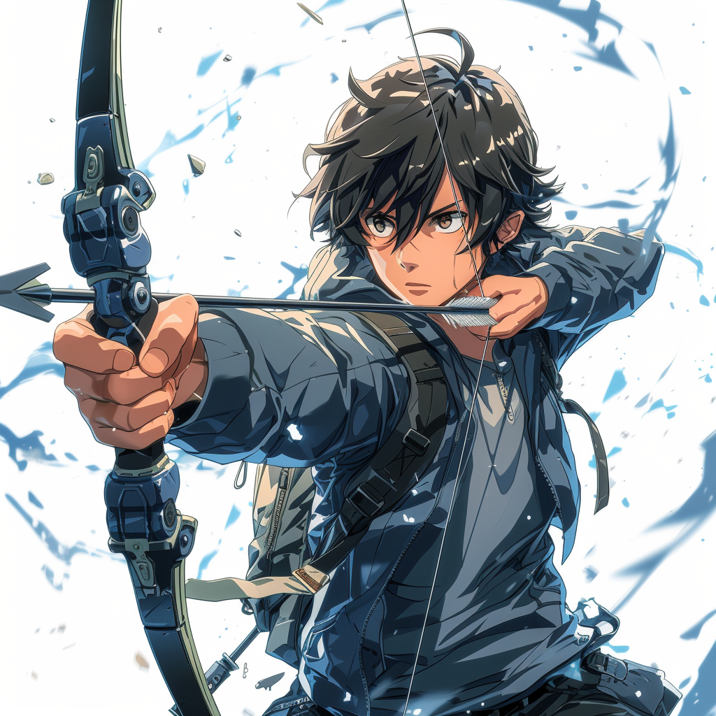 Anime Boy Shooting Bow, Cinematic Lighting