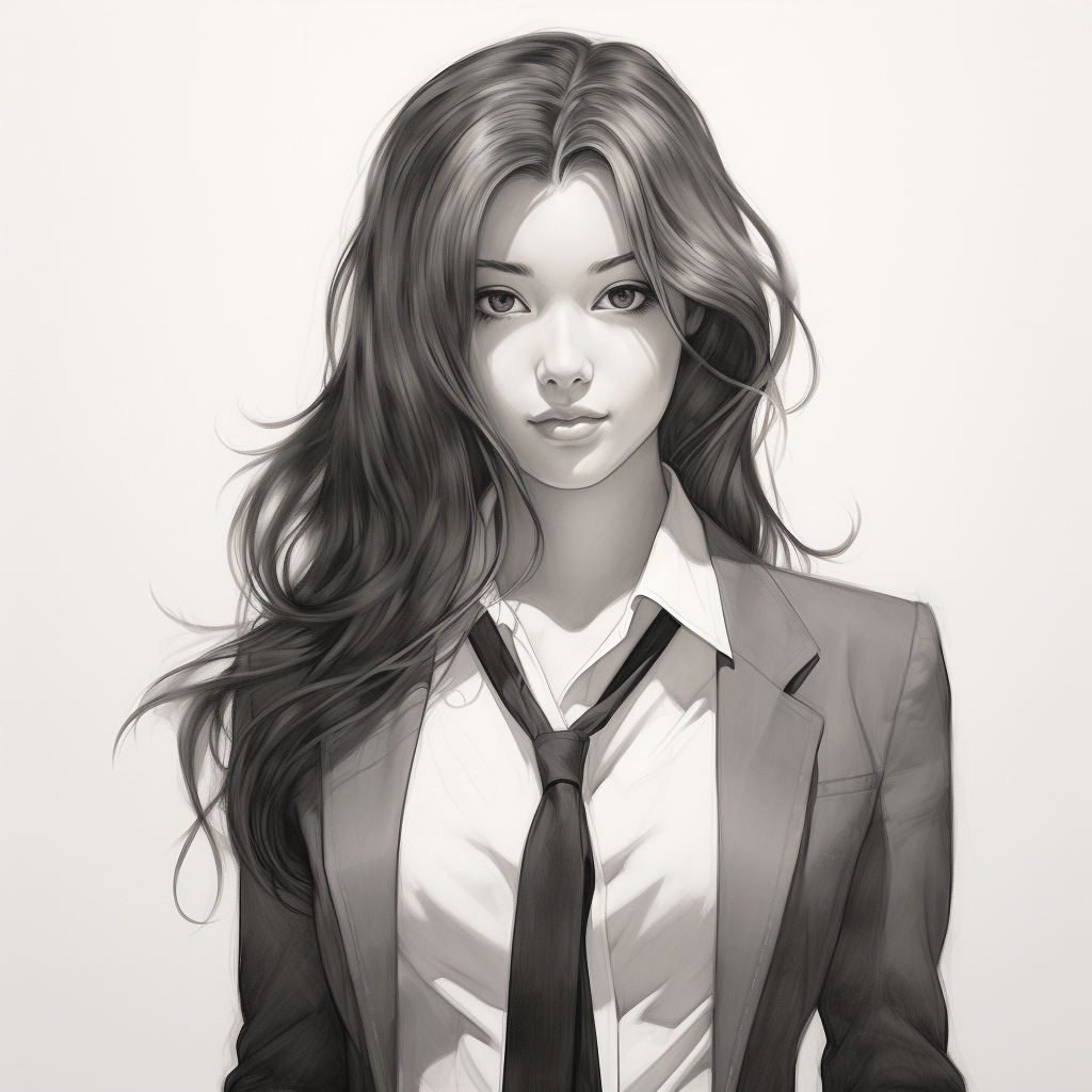 Anime businesswoman in stylish suit jacket