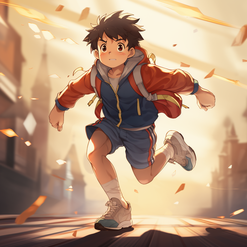 Anime Character Running with Sneakers