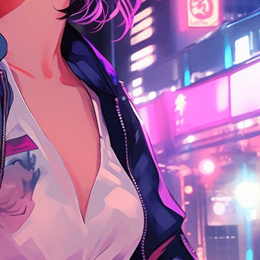 Sensual anime girls in 80's fashion streetwear