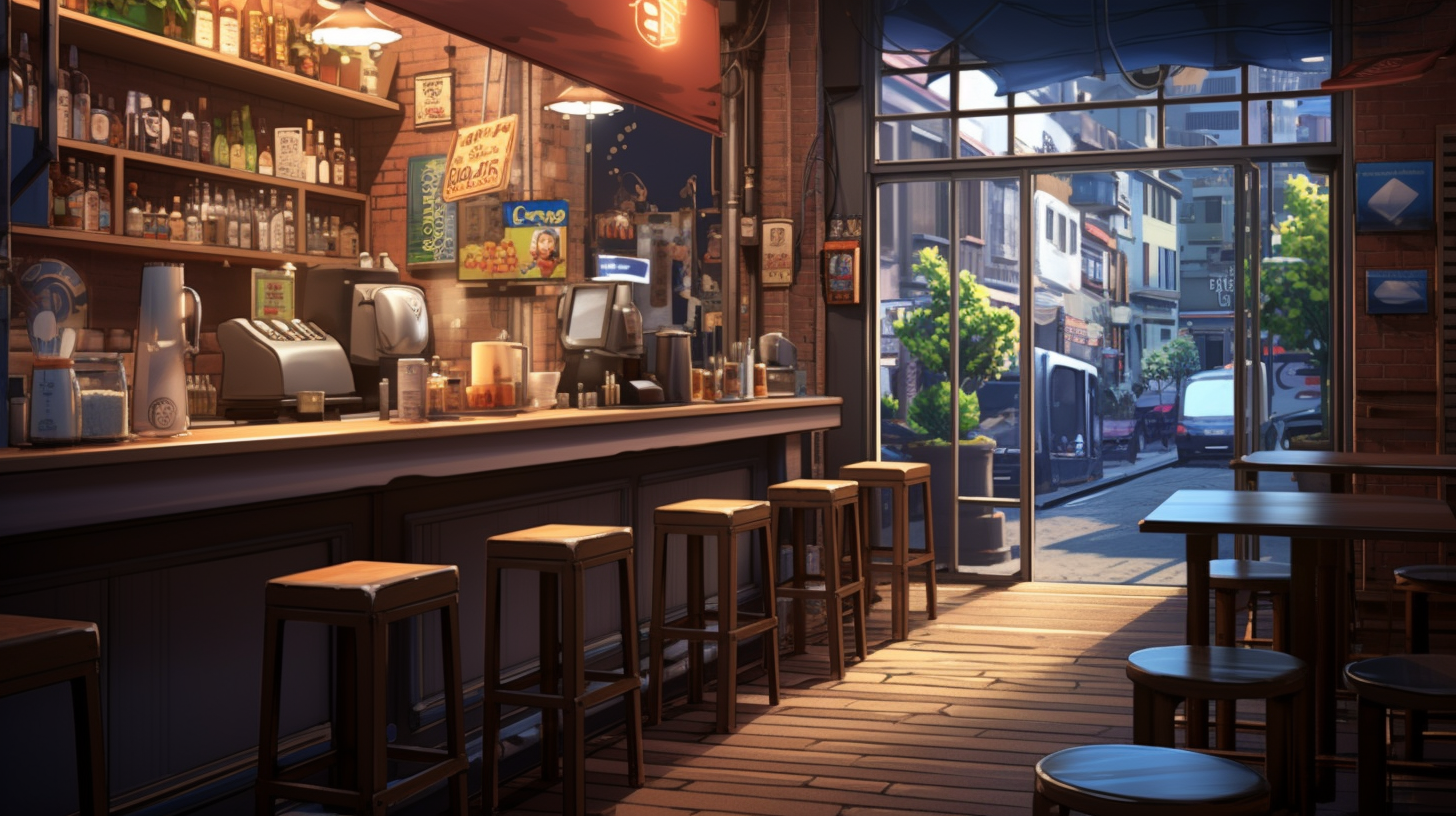 Modern and Cozy Anime Coffee Shop