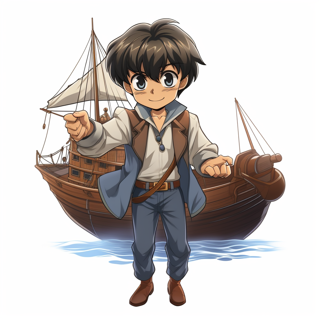 Anime Detective Conan holding boat anchor