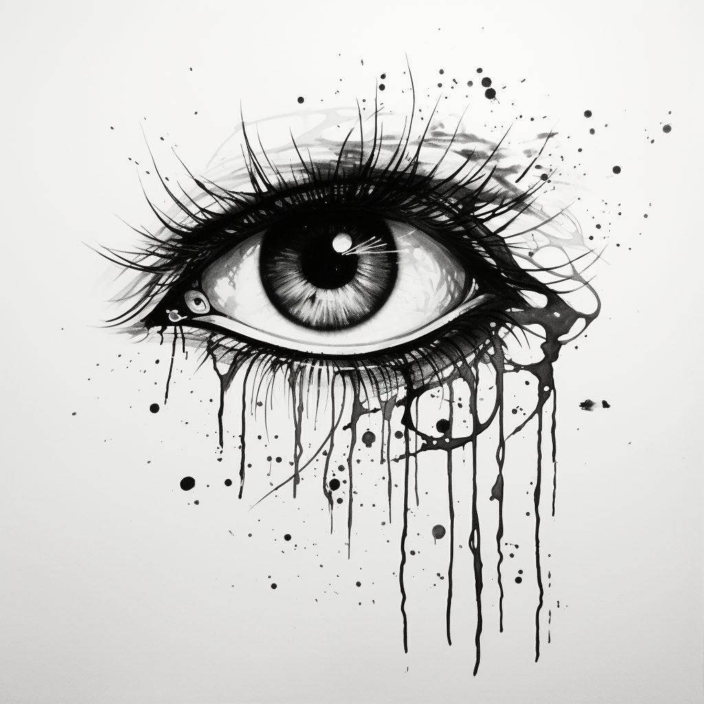 Stunning anime eye tattoo design with black tears