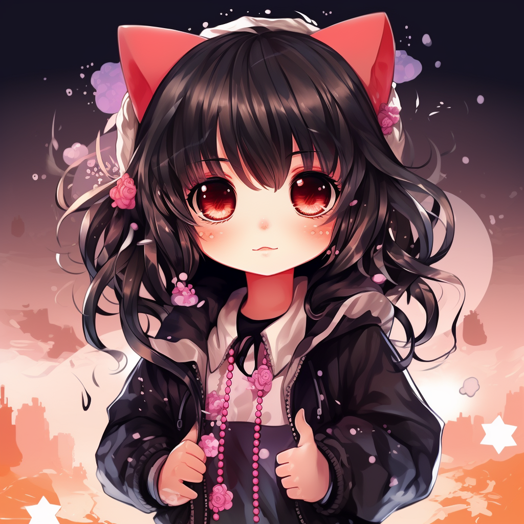 Adorable anime girl chibi illustration