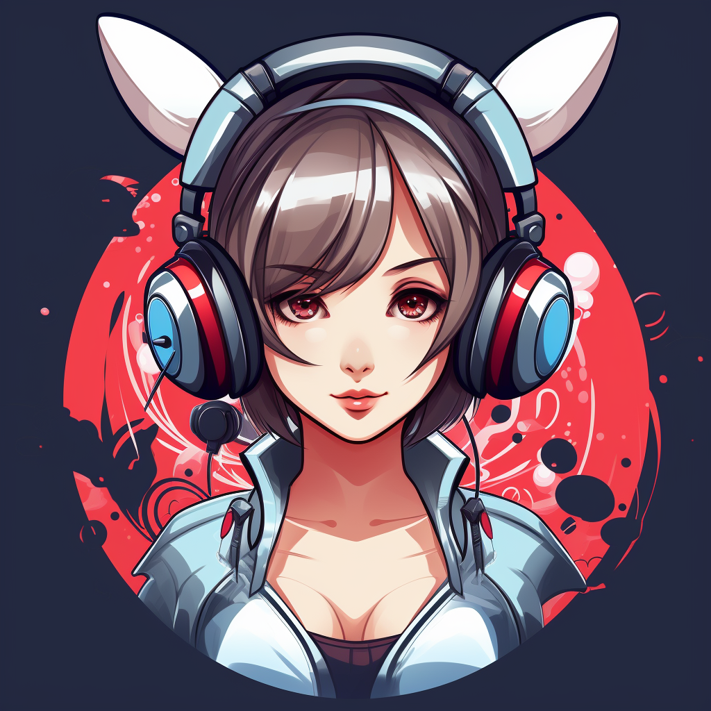 Vector logo of an anime girl with mouse and headset