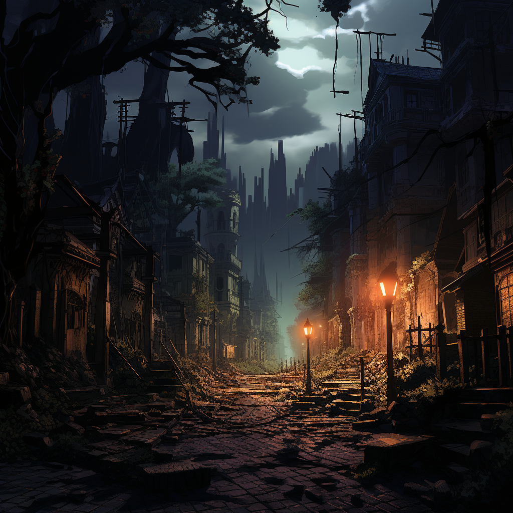 Anime haunted scenery with no people