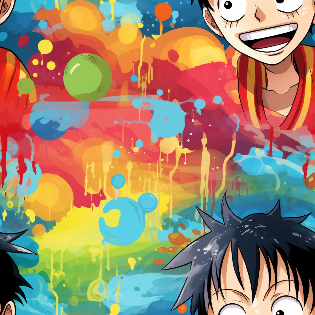 Anime Luffy making funny faces