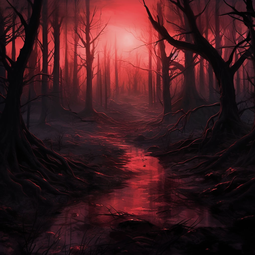 Eerie anime scenery with spooky atmosphere